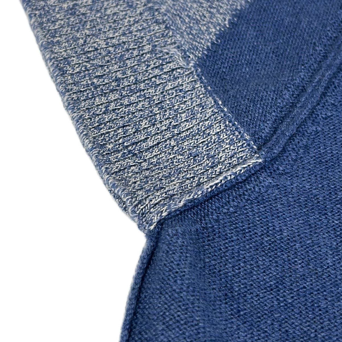 Hermes Dress 36 S Blue Ivory Short Sleeve Knee Length Cashmere — view 7