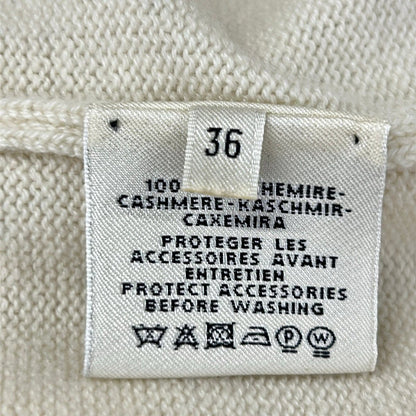 Hermes Dress 36 S Blue Ivory Short Sleeve Knee Length Cashmere — view 5