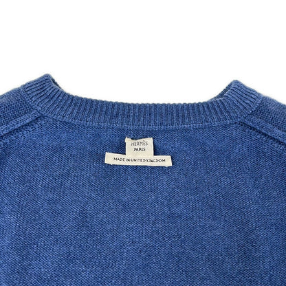Hermes Dress 36 S Blue Ivory Short Sleeve Knee Length Cashmere — view 6