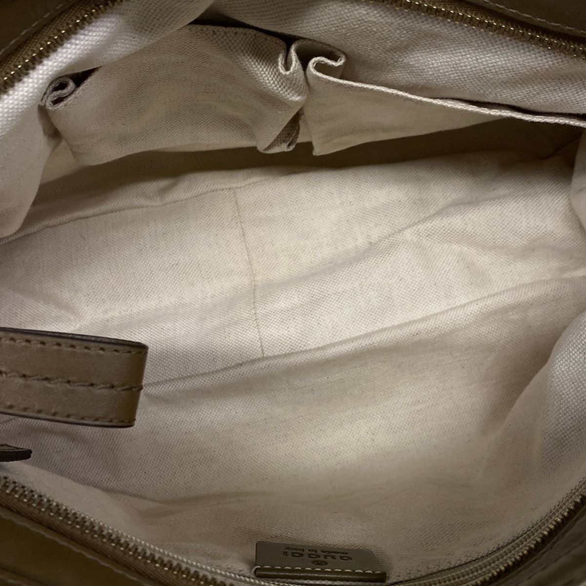 Gucci Shoulder Bag Ski GG Pattern Beige Dark Brown Leather — view 7