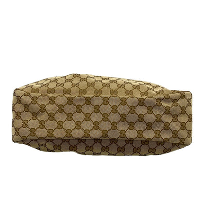 Gucci Shoulder Bag Ski GG Pattern Beige Dark Brown Leather — view 5