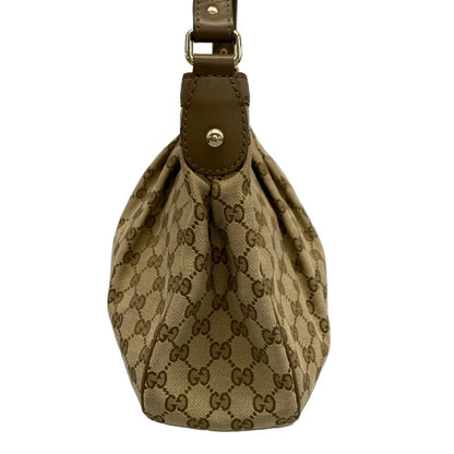 Gucci Shoulder Bag Ski GG Pattern Beige Dark Brown Leather — view 4