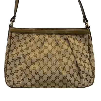Gucci Shoulder Bag Ski GG Pattern Beige Dark Brown Leather — view 3