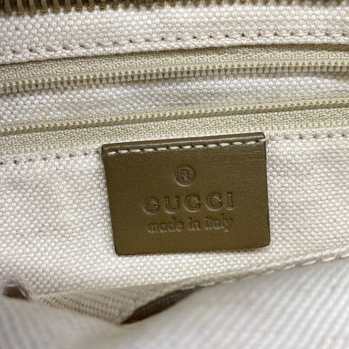 Gucci Shoulder Bag Ski GG Pattern Beige Dark Brown Leather — view 9