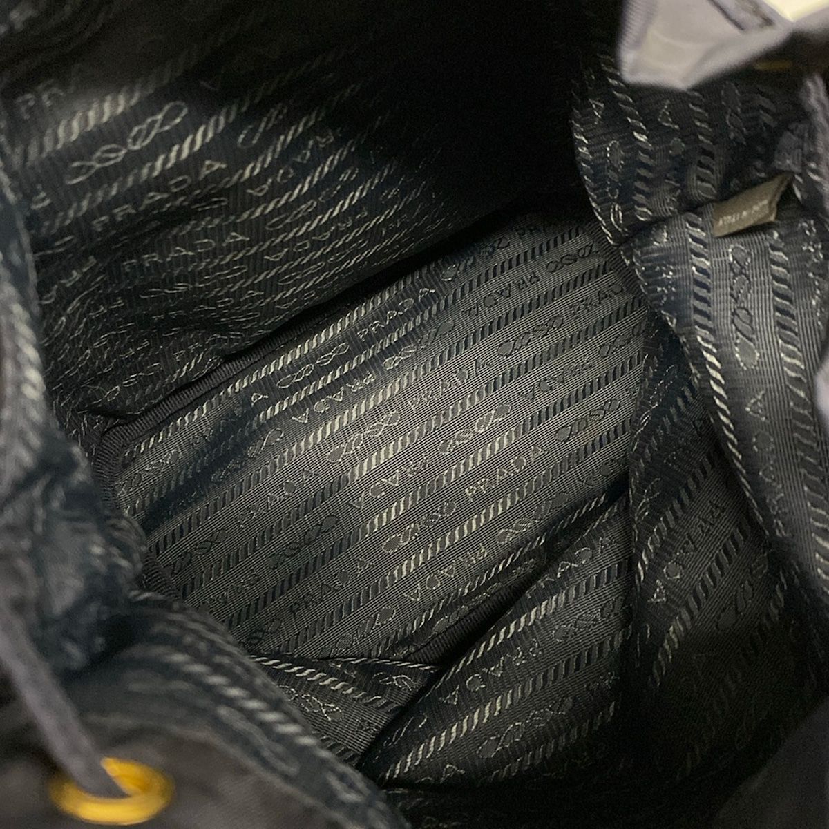 Prada Duet Dark Navy Drawstring Mini Bag Leather — view 7