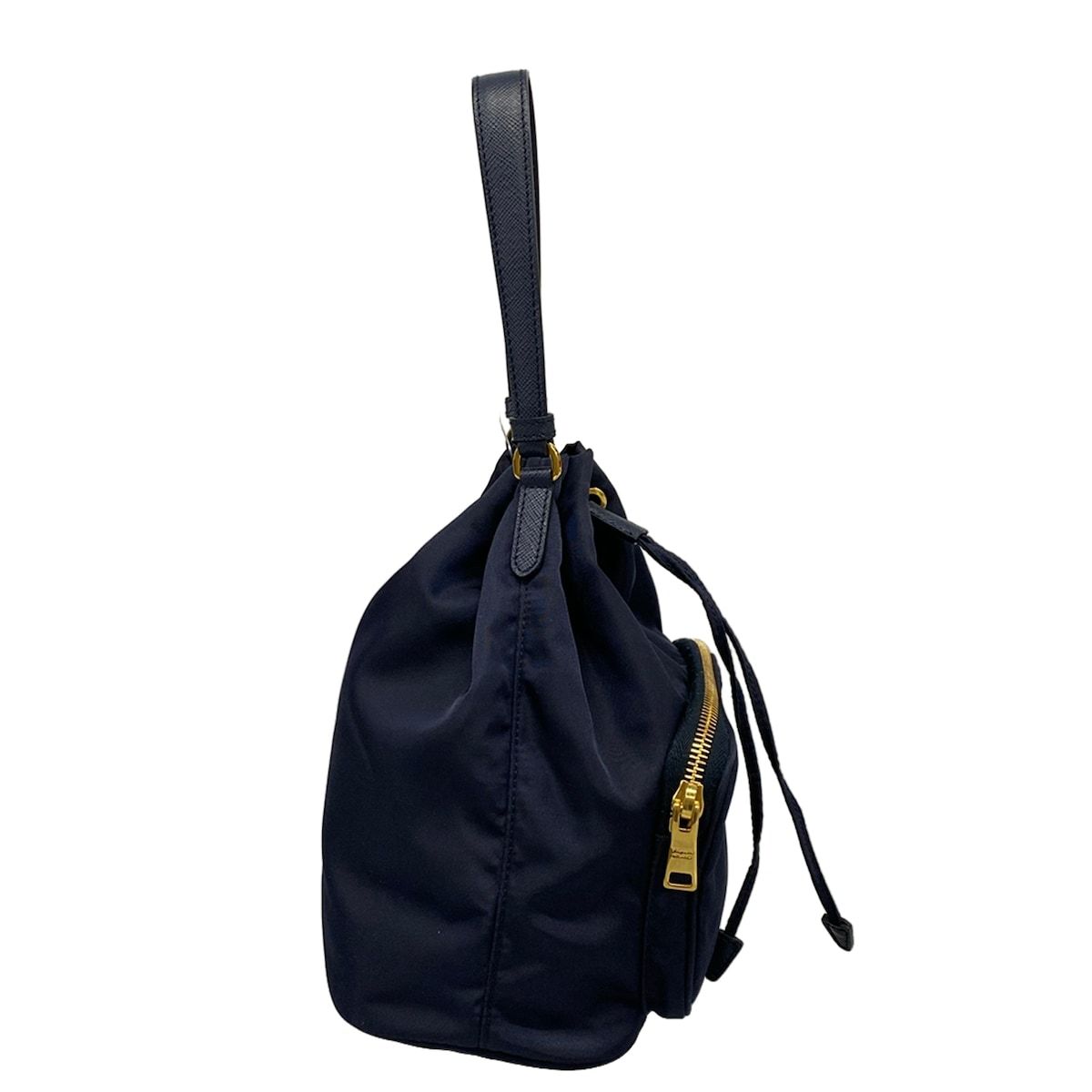 Prada Duet Dark Navy Drawstring Mini Bag Leather — view 2