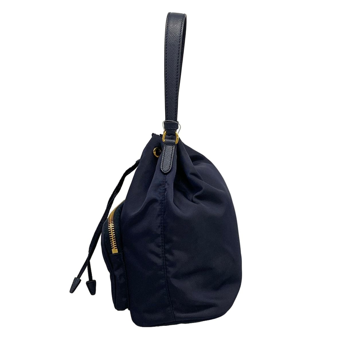 Prada Duet Dark Navy Drawstring Mini Bag Leather — view 4