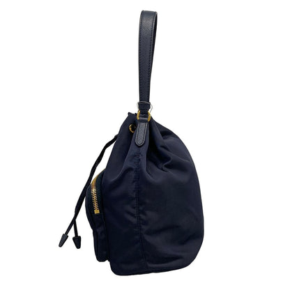 Prada Duet Dark Navy Drawstring Mini Bag Leather — view 4