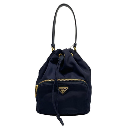 Prada Duet Dark Navy Drawstring Mini Bag Leather
