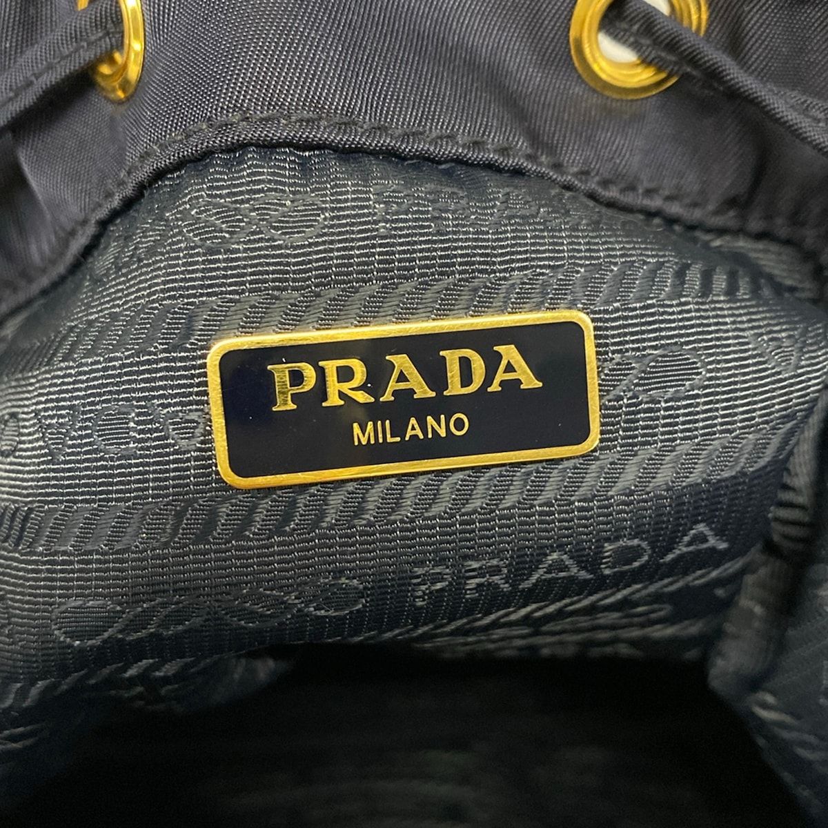 Prada Duet Dark Navy Drawstring Mini Bag Leather — view 9