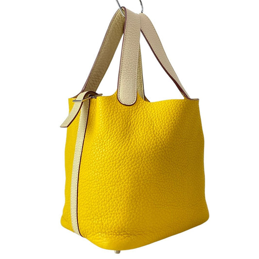 Hermes Handbag Picotin PM Soleil Parchemin by Color Silver
