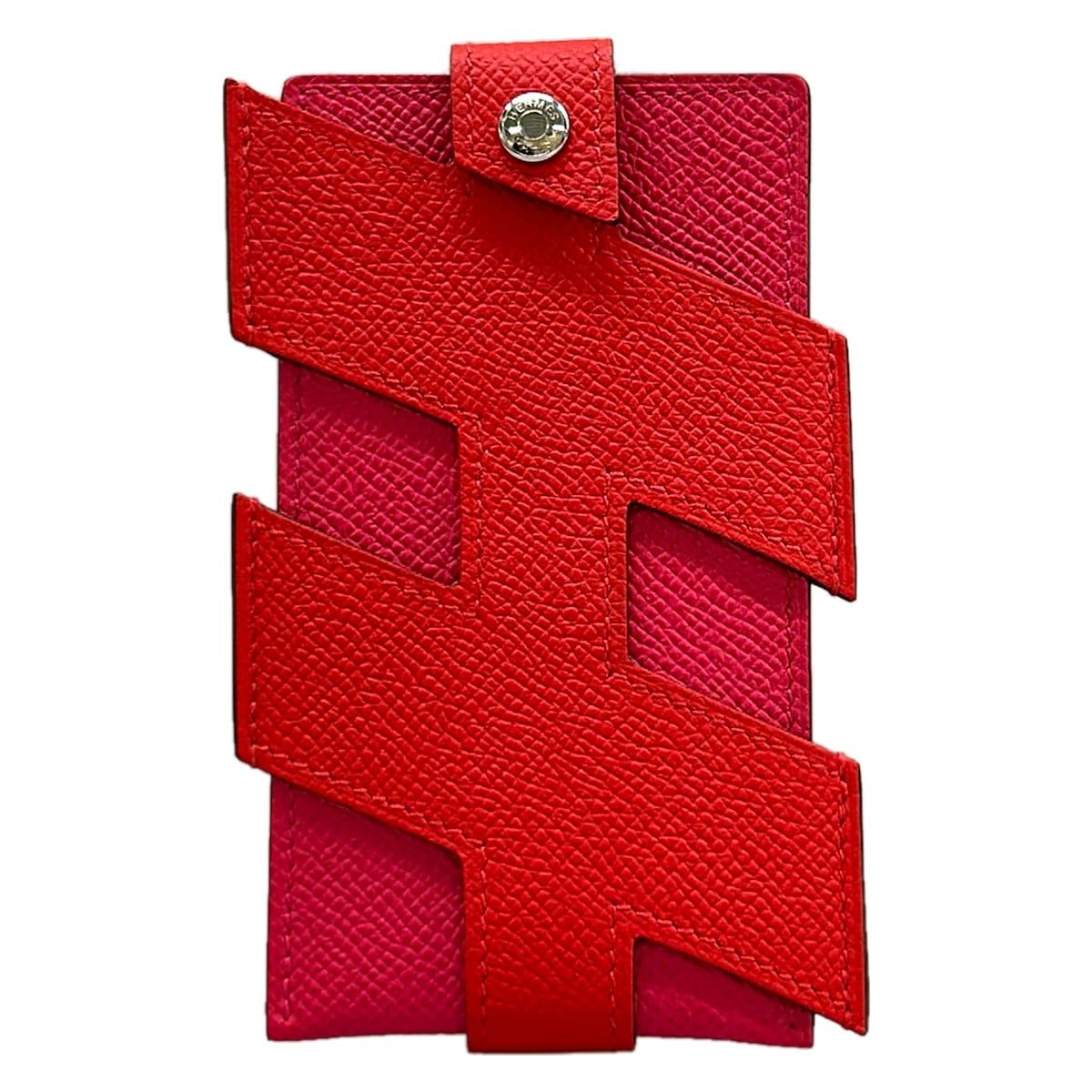 Hermes Card Case Tag Folder le Juku Rose Extreme