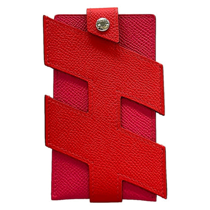 Hermes Card Case Tag Folder le Juku Rose Extreme