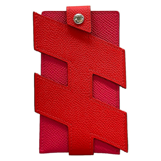 Hermes Card Case Tag Folder le Juku Rose Extreme