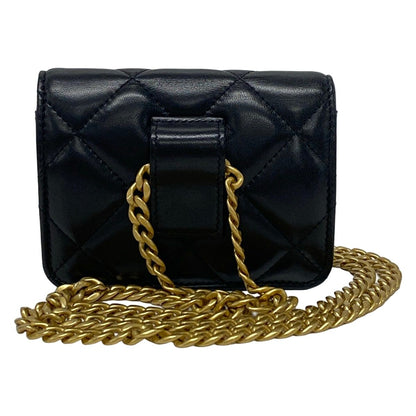 Chanel Waist Pouch Quilted Black Chain Belt Vintage Gold Lambskin — view 3