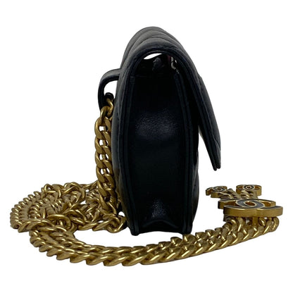 Chanel Waist Pouch Quilted Black Chain Belt Vintage Gold Lambskin — view 2