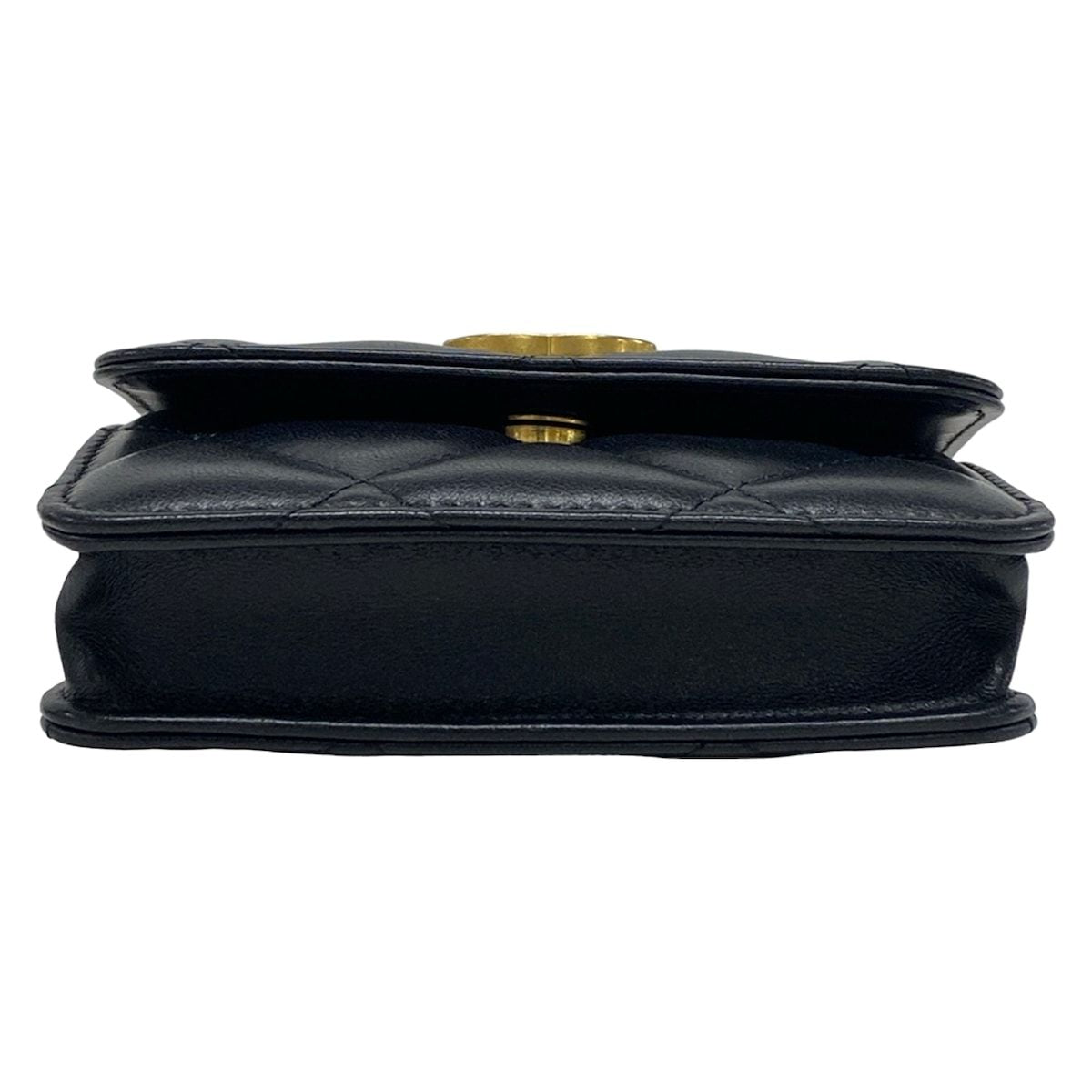 Chanel Waist Pouch Quilted Black Chain Belt Vintage Gold Lambskin — view 5