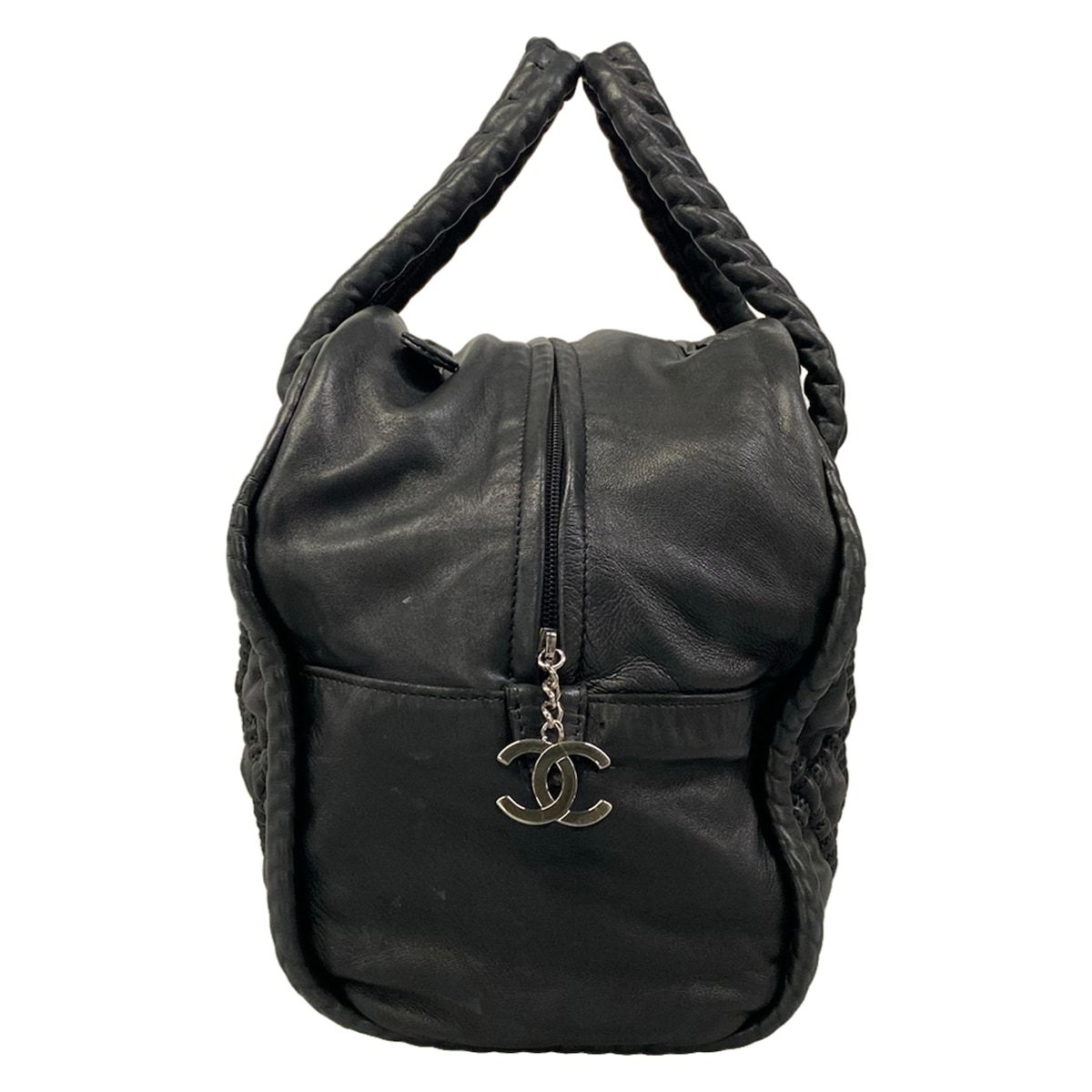 Chanel Handbag Black Silver Hidden Chain Bowler Bag Lambskin — view 2