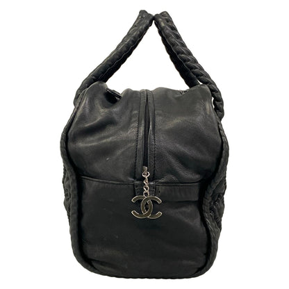 Chanel Handbag Black Silver Hidden Chain Bowler Bag Lambskin — view 2