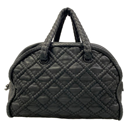 Chanel Handbag Black Silver Hidden Chain Bowler Bag Lambskin