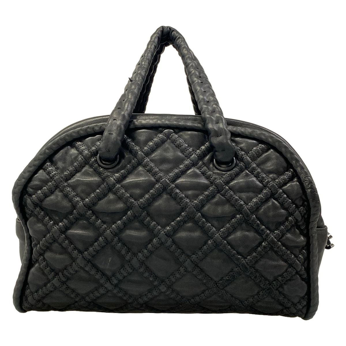 Chanel Handbag Black Silver Hidden Chain Bowler Bag Lambskin — view 3