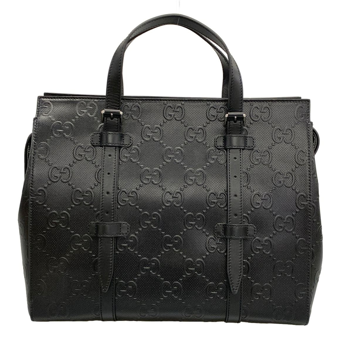 Gucci Handbag GG Embossed Black Leather — view 3