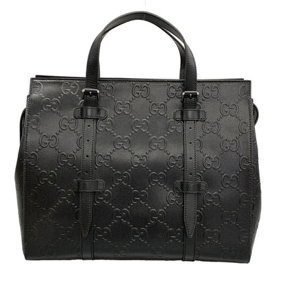 Gucci Handbag GG Embossed Black Leather — view 3