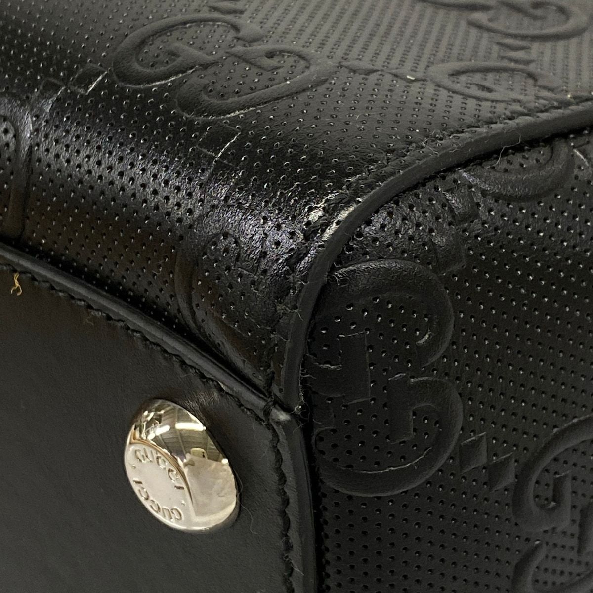 Gucci Handbag GG Embossed Black Leather — view 6