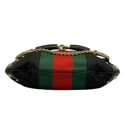 Gucci Shoulder Bag Horsebit Sherry GG Pattern Black Leather — view 5