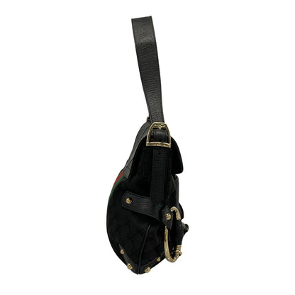 Gucci Shoulder Bag Horsebit Sherry GG Pattern Black Leather — view 2