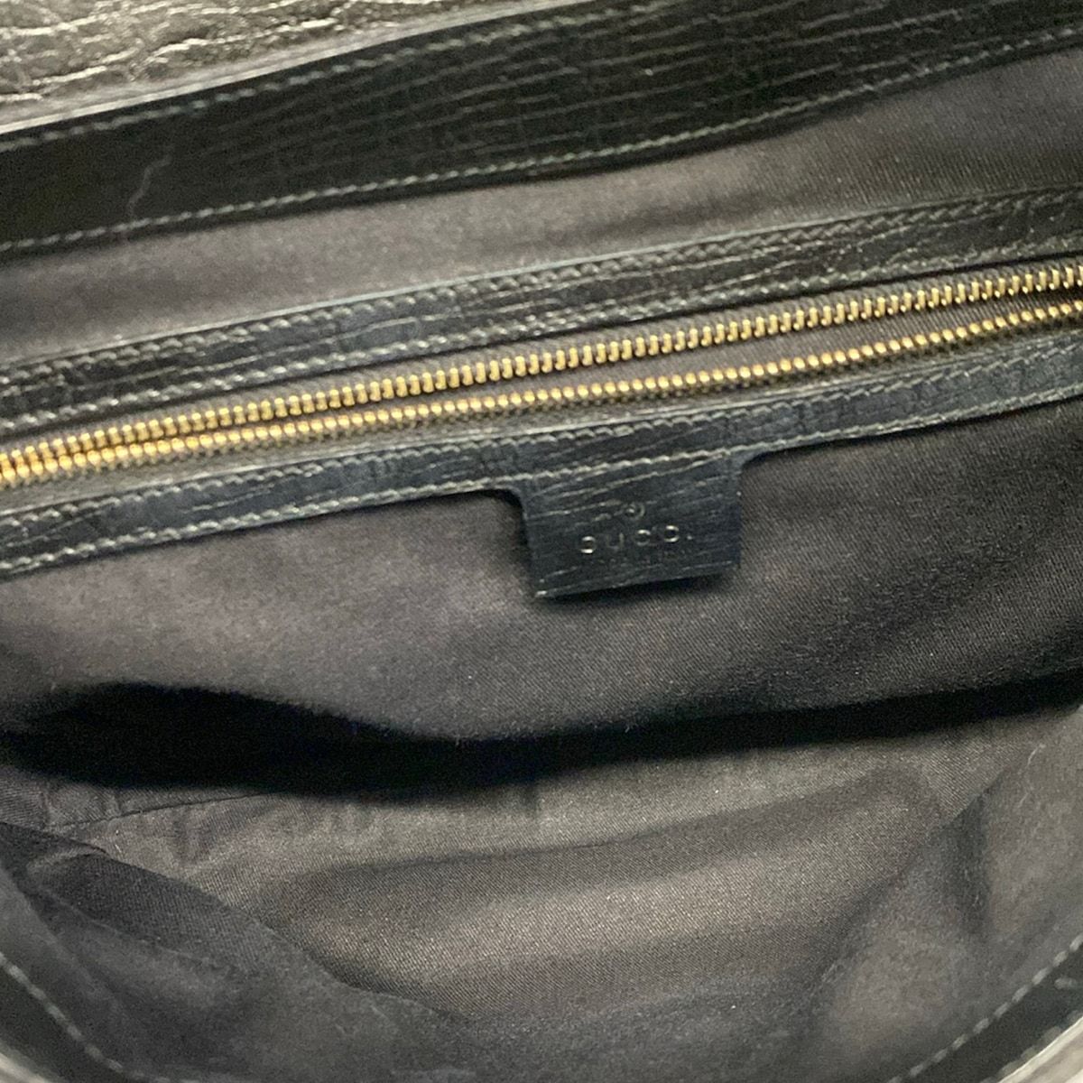 Gucci Shoulder Bag Horsebit Sherry GG Pattern Black Leather — view 7