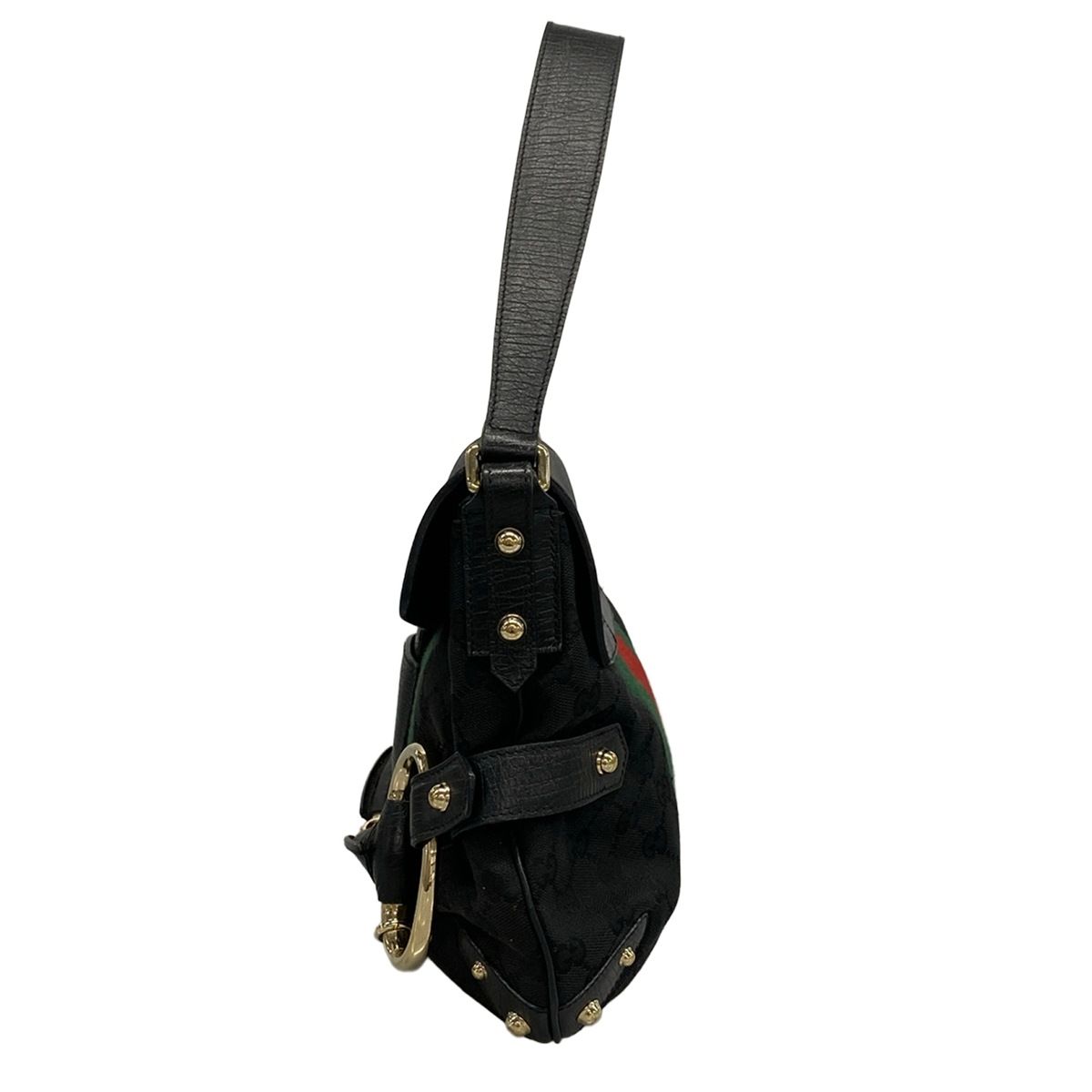 Gucci Shoulder Bag Horsebit Sherry GG Pattern Black Leather — view 4