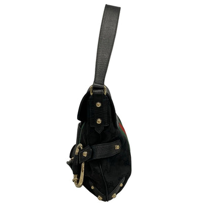 Gucci Shoulder Bag Horsebit Sherry GG Pattern Black Leather — view 4