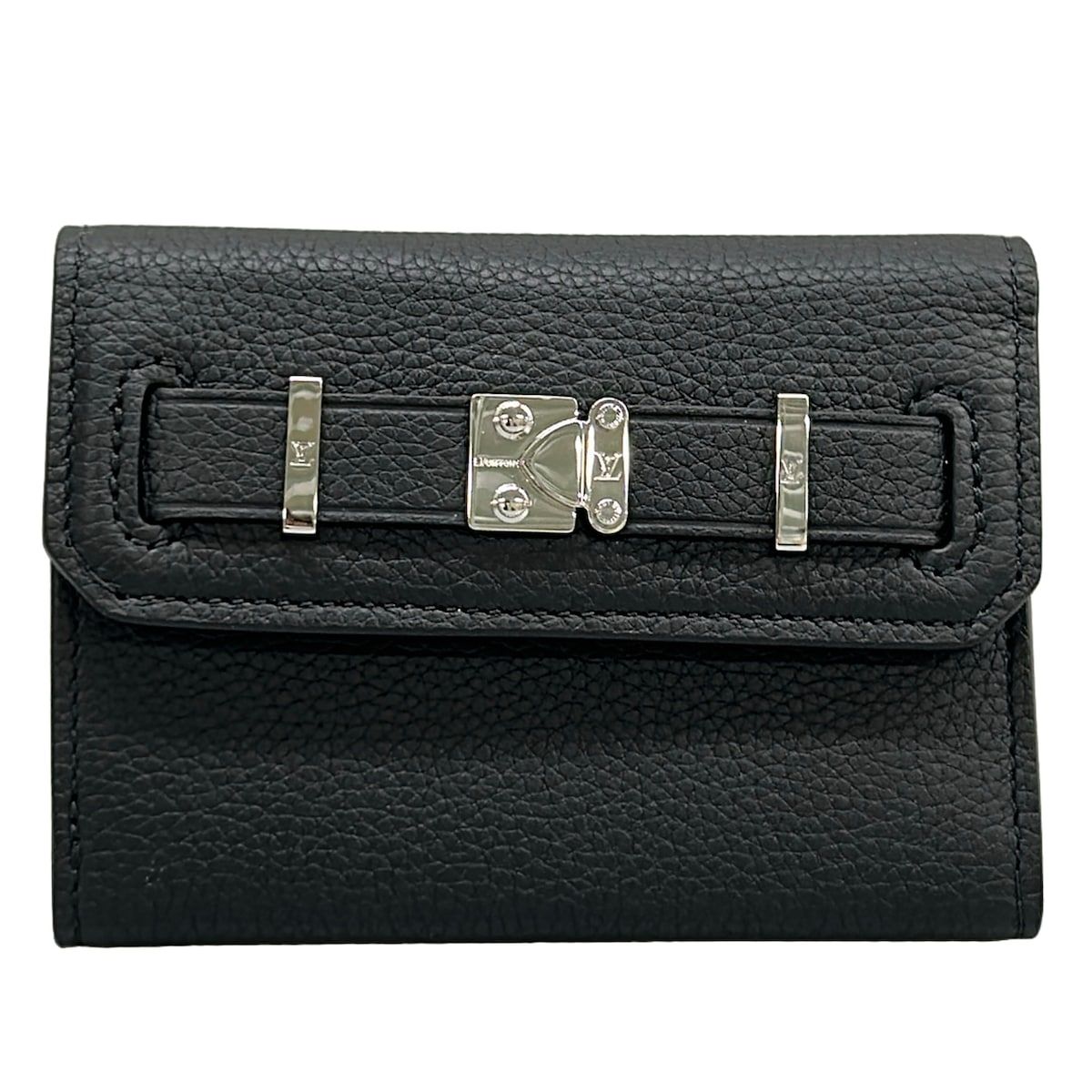 Louis Vuitton Trifold Wallet Georges Black Leather Cowhide