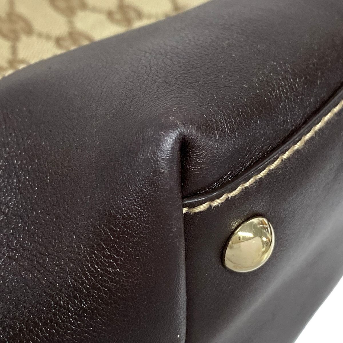 Gucci Tote New Britt GG Pattern Dark Brown Beige Leather — view 6