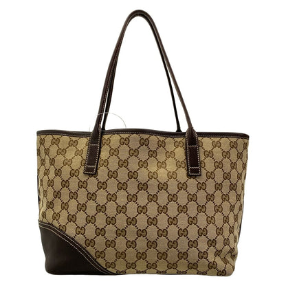 Gucci Tote New Britt GG Pattern Dark Brown Beige Leather — view 3
