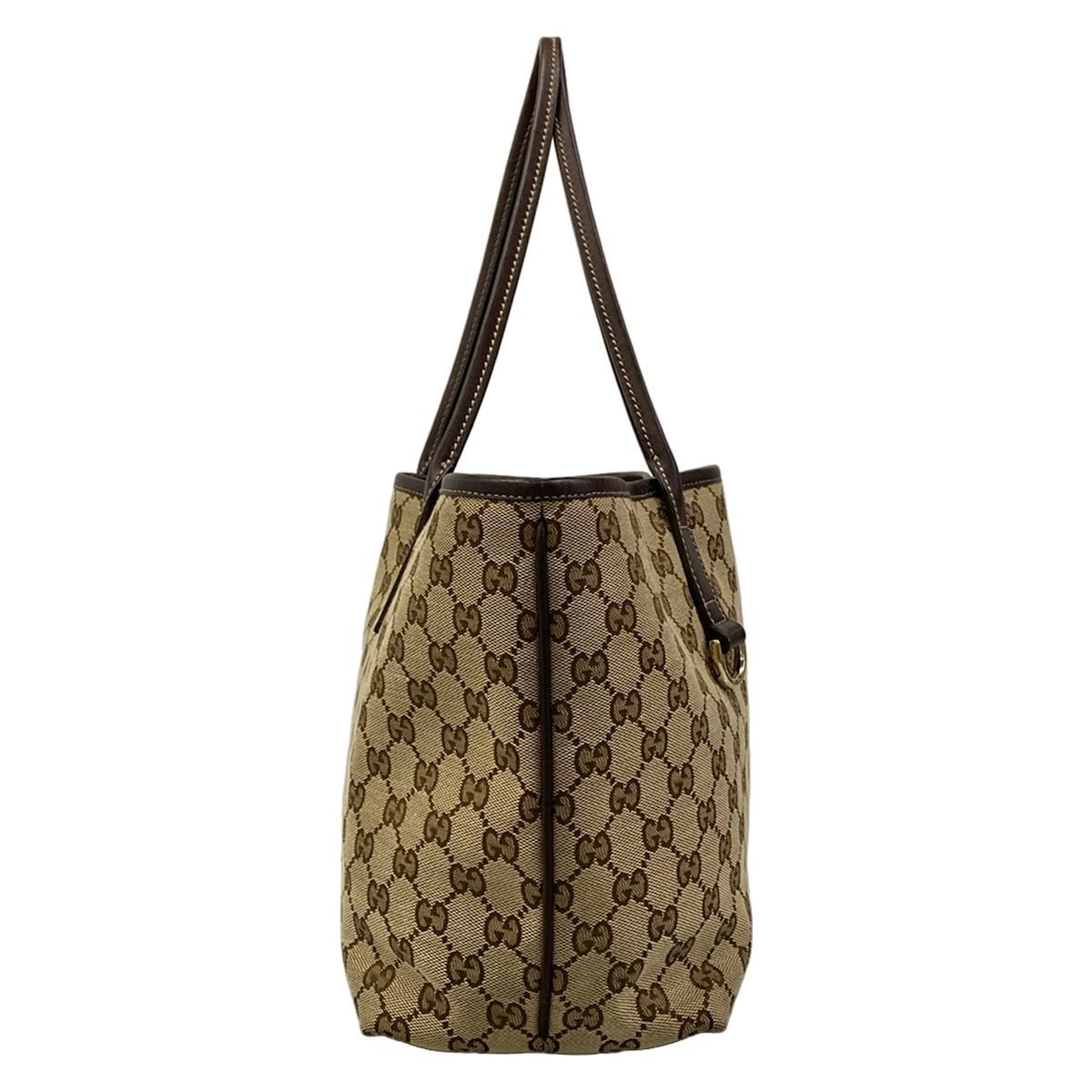 Gucci Tote New Britt GG Pattern Dark Brown Beige Leather — view 2