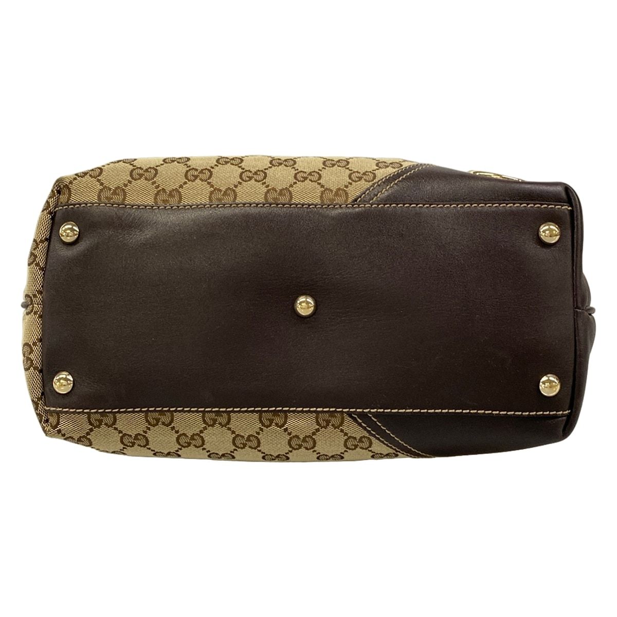 Gucci Tote New Britt GG Pattern Dark Brown Beige Leather — view 5