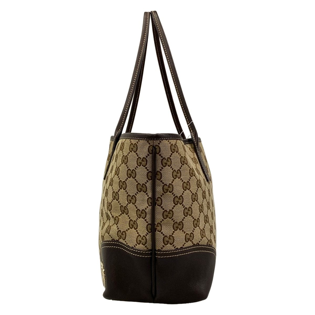 Gucci Tote New Britt GG Pattern Dark Brown Beige Leather — view 4