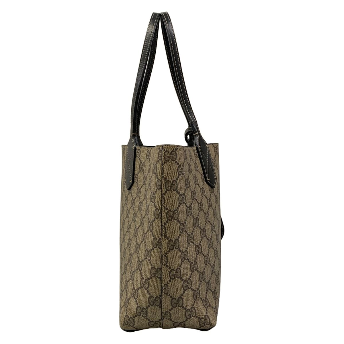 Gucci Tote GG Leather Small Black Beige Dark Brown Reversible — view 2