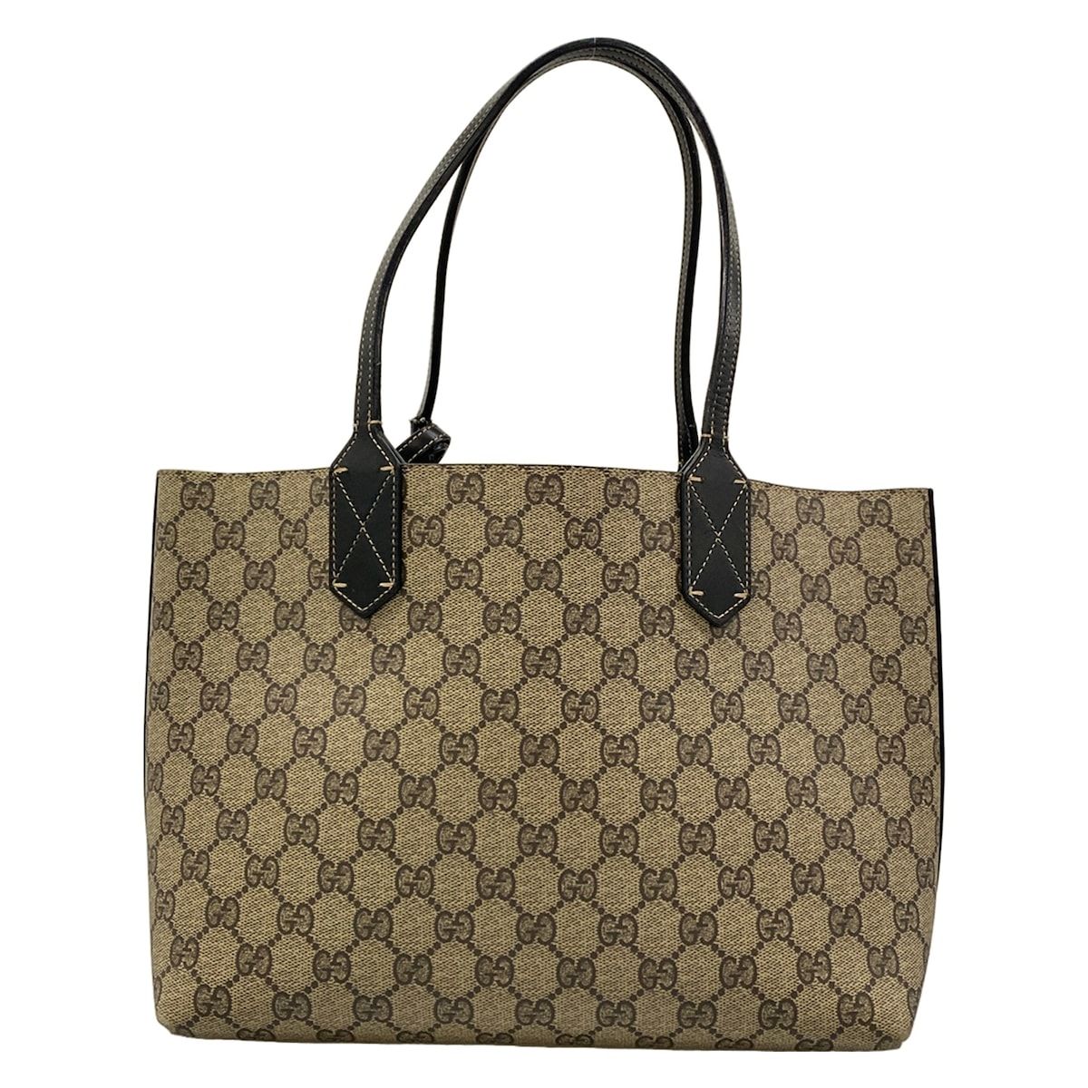Gucci Tote GG Leather Small Black Beige Dark Brown Reversible — view 3
