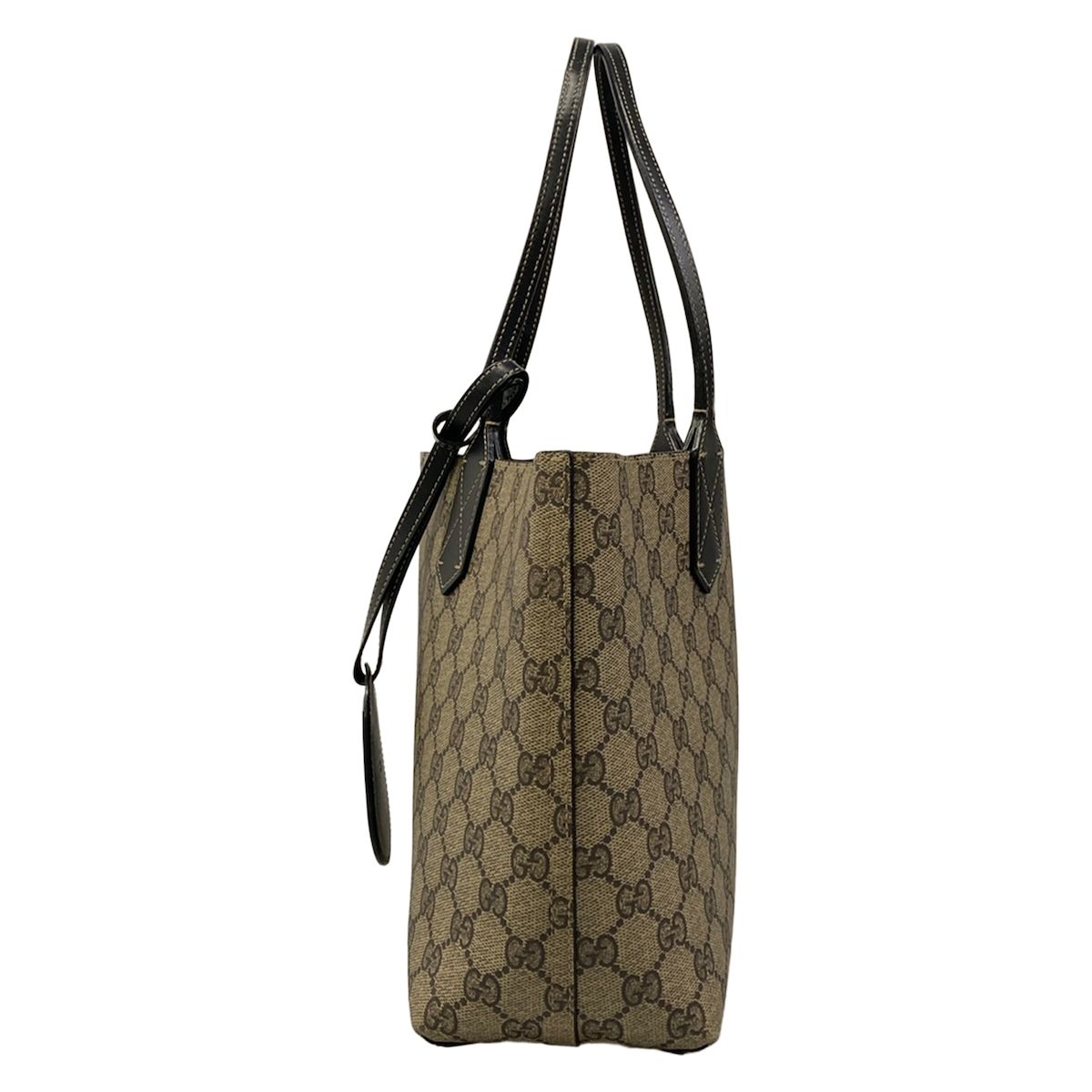 Gucci Tote GG Leather Small Black Beige Dark Brown Reversible — view 4