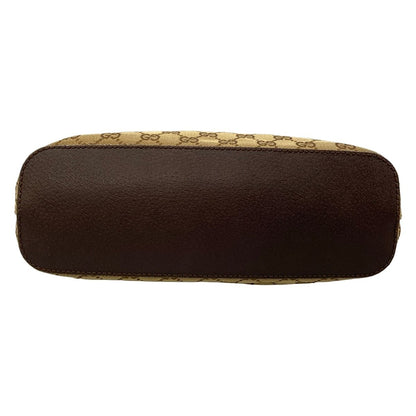 Gucci Shoulder Bag GG Pattern Beige Dark Brown Leather — view 5