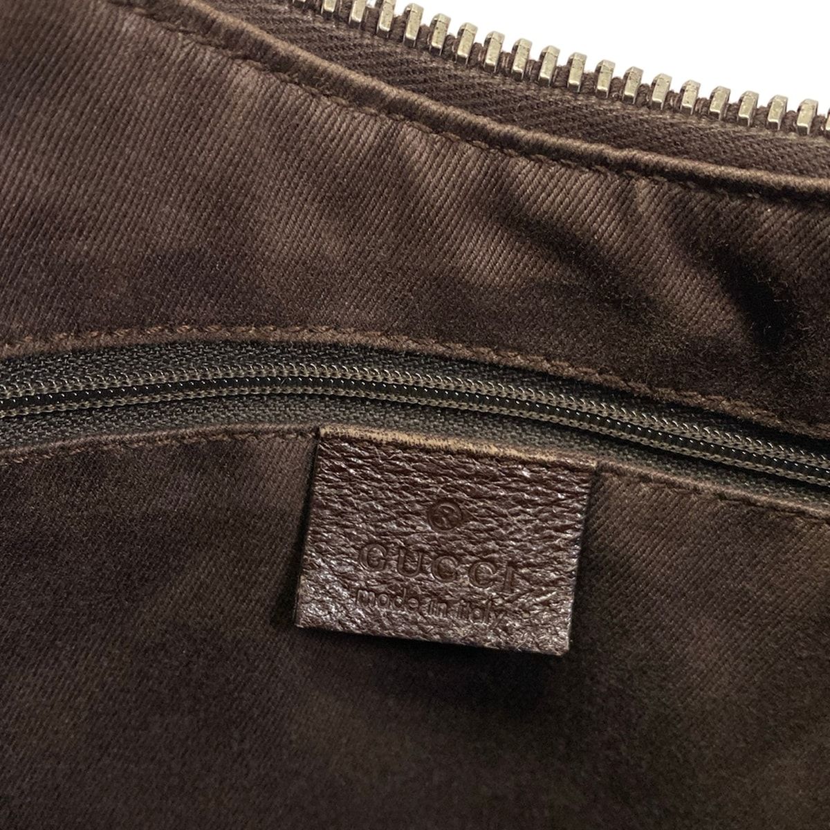 Gucci Shoulder Bag GG Pattern Beige Dark Brown Leather — view 8