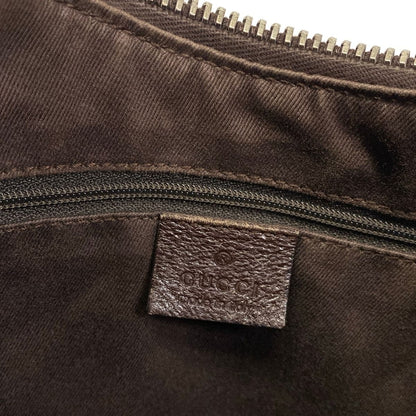 Gucci Shoulder Bag GG Pattern Beige Dark Brown Leather — view 8