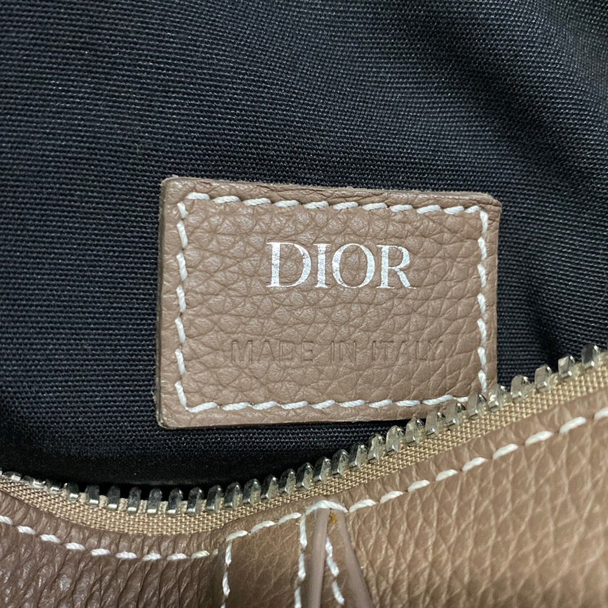 Dior Shoulder Bag Brown Khaki White Leather — view 8