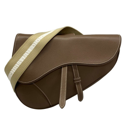 Dior Shoulder Bag Brown Khaki White Leather