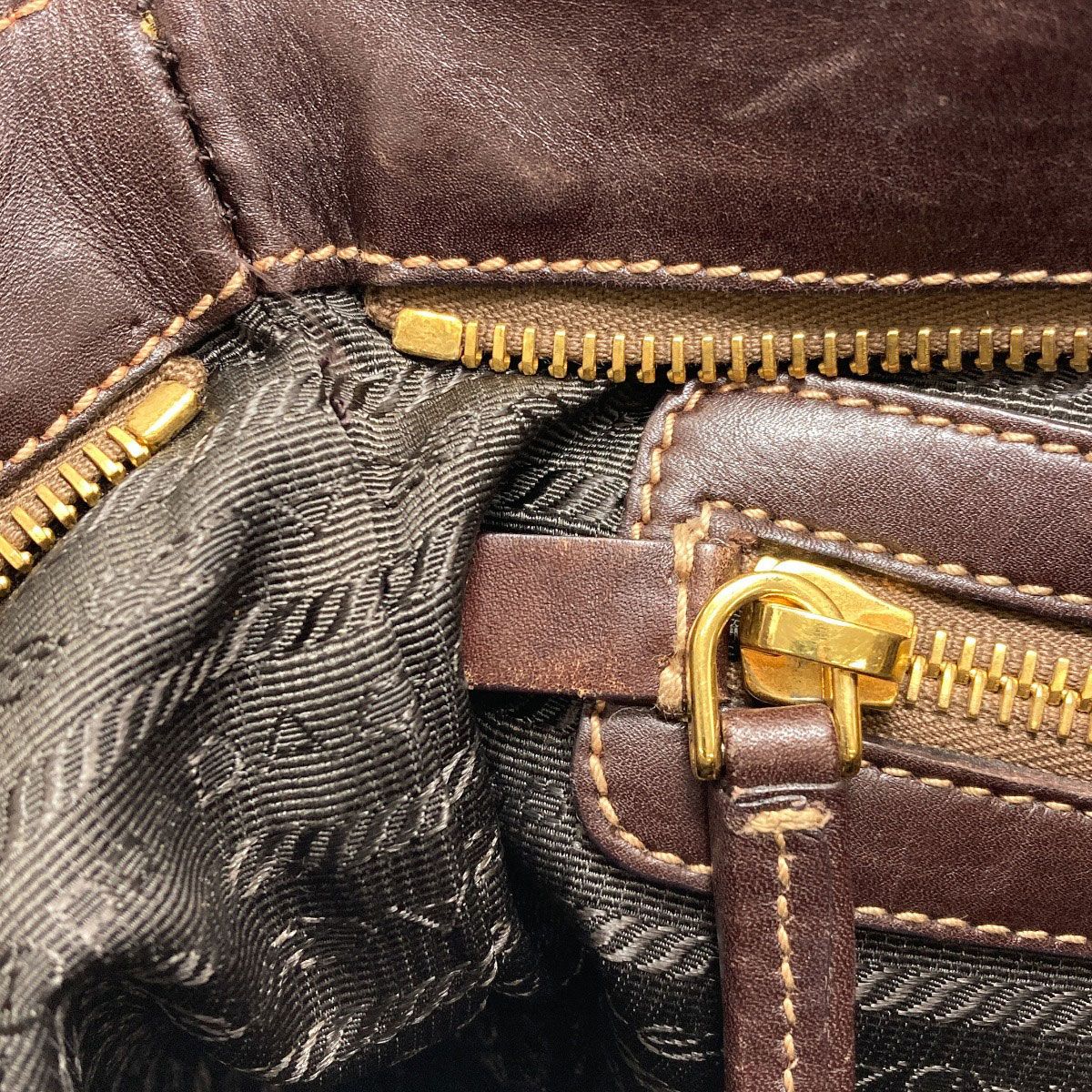 Prada Logo Shoulder Bag Canvas Calf — view 9