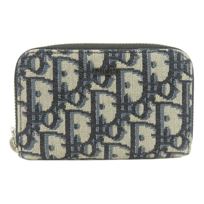 Dior White Oblique Jacquard Card Case Canvas
