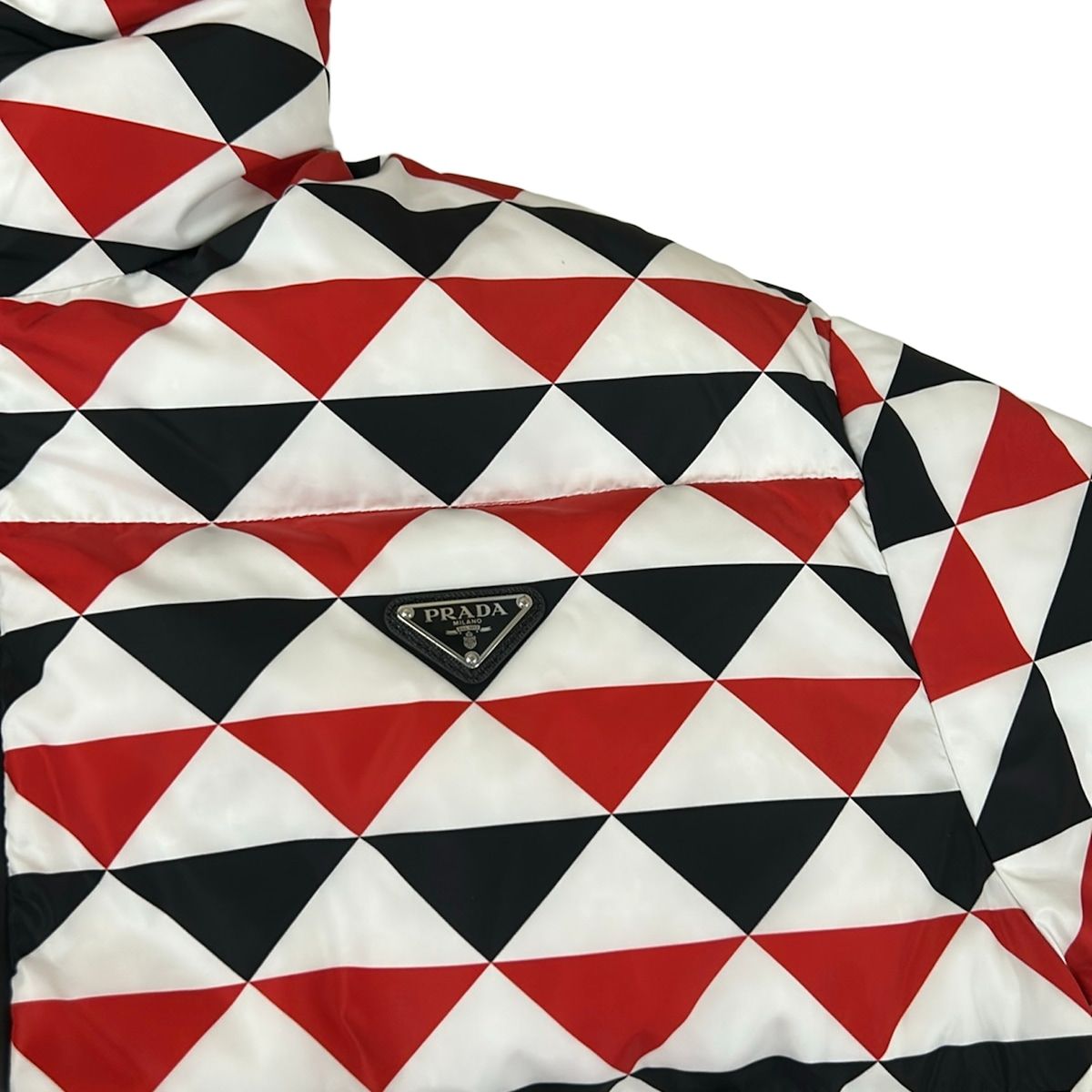 Prada Down Jacket M Red White Black Long Sleeve Zip Up Winter — view 6